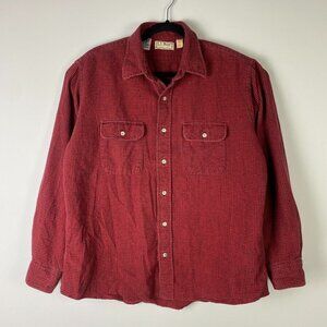 Vintage LL Bean Flannel Shirt Large Red Plaid USA Made Button Up